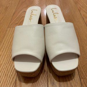 Never worn white cork platform heels from Lulus